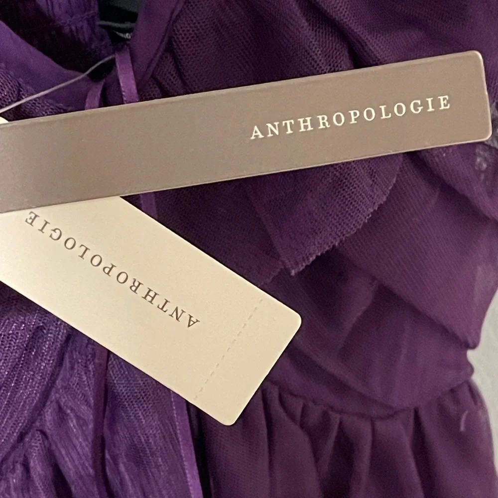 NWT Anthropologie Maeve Ruffled Tulle Mini Dress Purple Fairy Romantic Medium - Picture 6 of 10